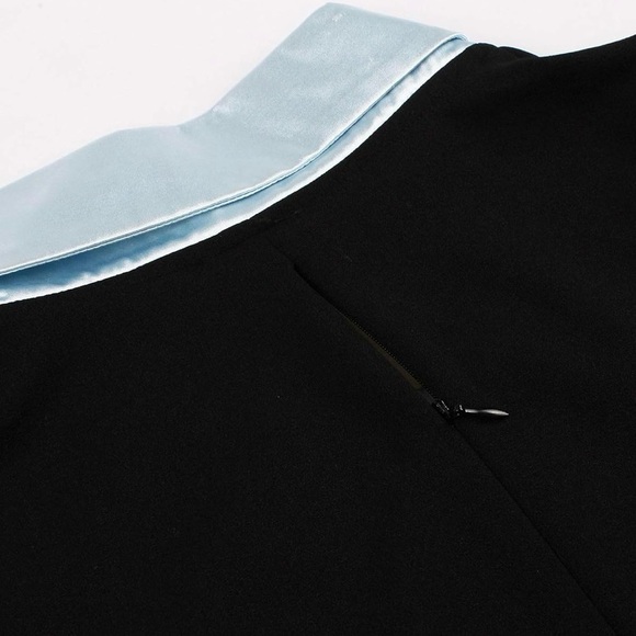 NWOT Elegant Black Dress with Blue Accents 50’s Style size L - Picture 11 of 12